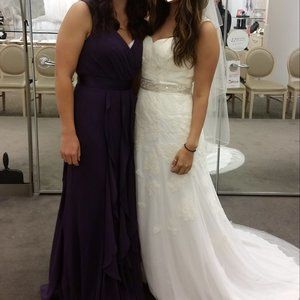 Davids Bridal Keyhole Back Lace Wedding Dress Sz 6